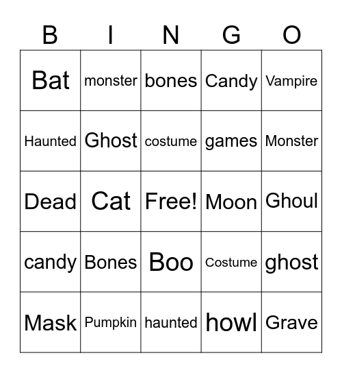 Halloween Bingo Card