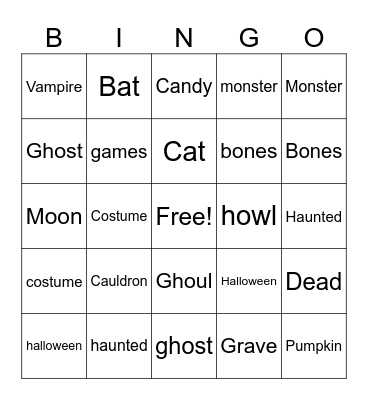 Halloween Bingo Card