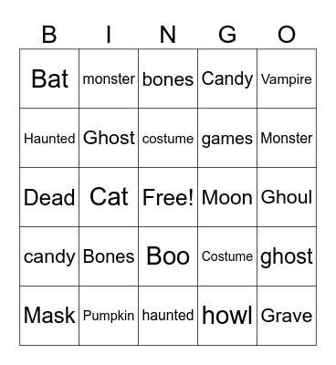 Halloween Bingo Card