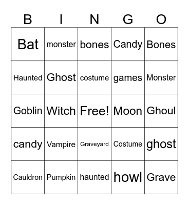 Halloween Bingo Card