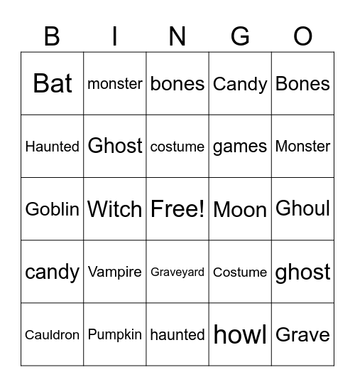 Halloween Bingo Card