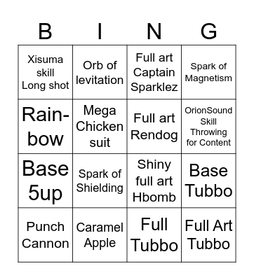 Blue's MCC TCG card wishlist Bingo Card