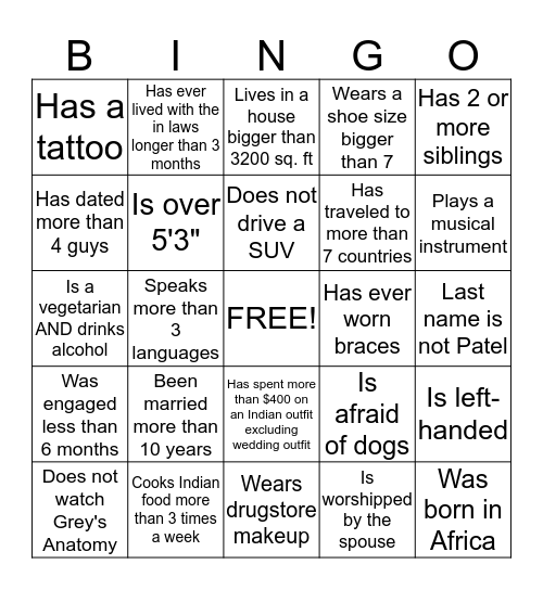 Baby Shower Bingo Card