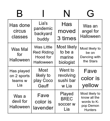 Friends  Bingo Card