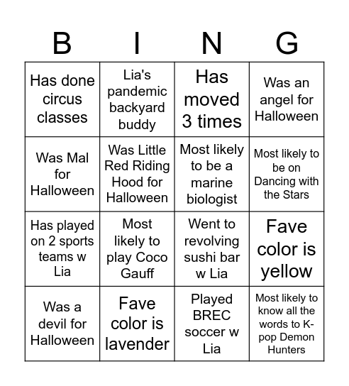 Friends  Bingo Card
