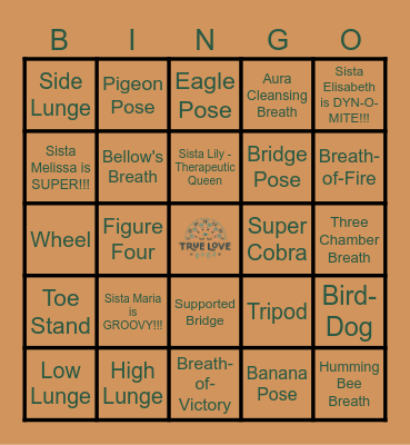 True Love Yoga Bingo Card