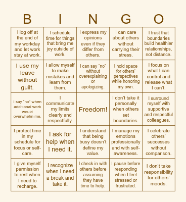 Boundary BINGO Card