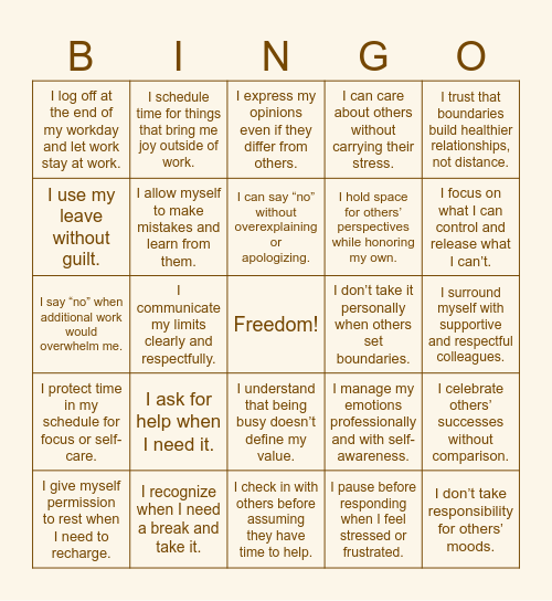 Boundary BINGO Card