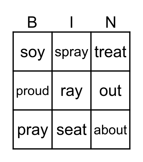 Phonics Bingo Card