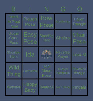 True Love Yoga Bingo Card
