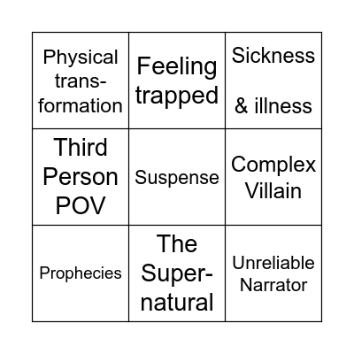 Gothic Literature Elements Bingo Card