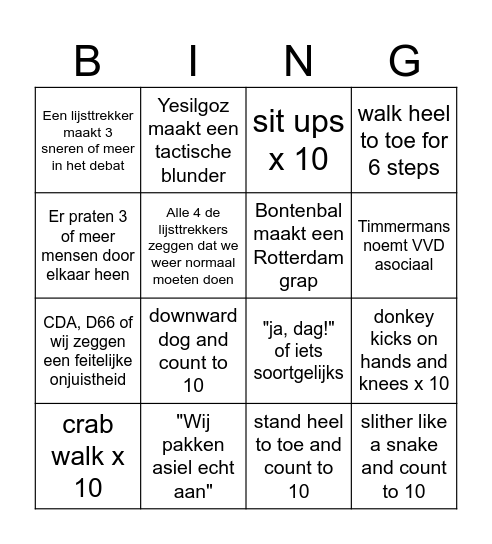 4x4 Bingo Card