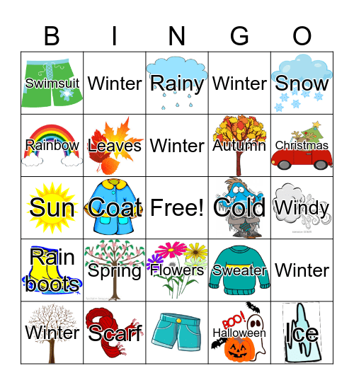 Seasons Bingo Card