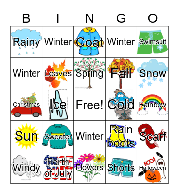 Seasons Bingo Card
