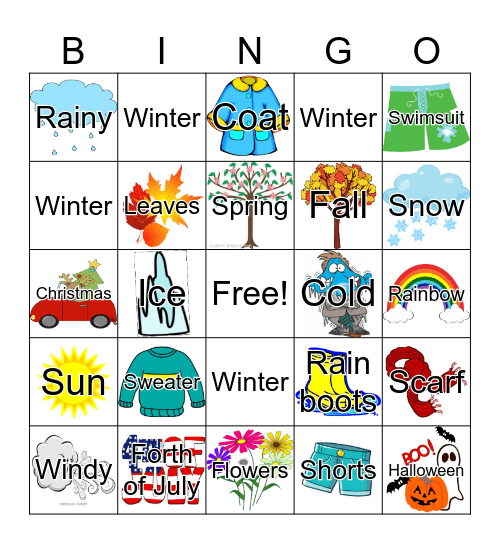 Seasons Bingo Card