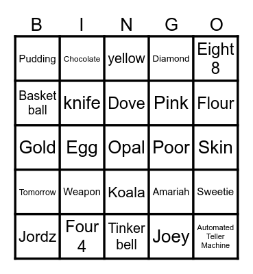 FAM BAM Bingo Card