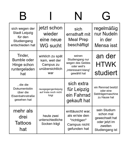 Kennlern Bingo Card