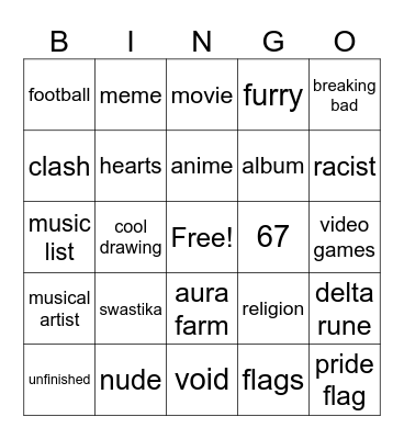 w place bingo Card