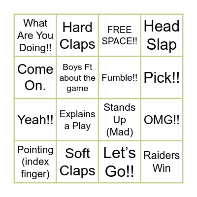 Football Bingo Card