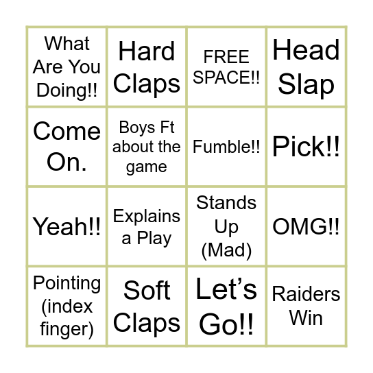 Football Bingo Card