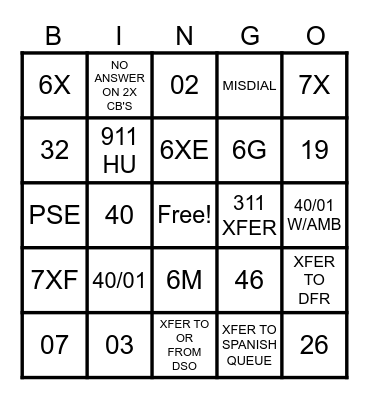 Jenni & James's 911 Bingo! Bingo Card
