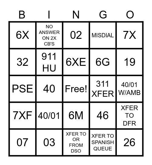 Jenni & James's 911 Bingo! Bingo Card
