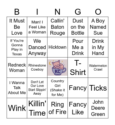 The Kitten Cradle Presents: Country Music Bingo Card