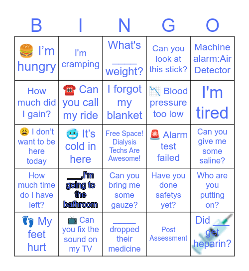 Dialysis Technician Week 2025 BINGO Challenge Bingo Card