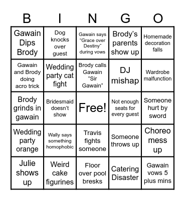 Wedding Bingo Card