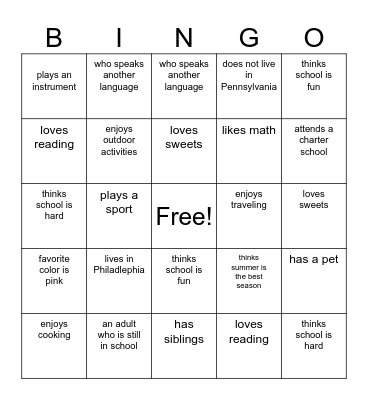 Find Someone Who.... Bingo Card