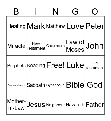 Jesus in Capernaum Bingo Card