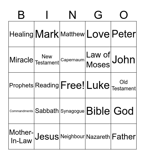 Jesus in Capernaum Bingo Card