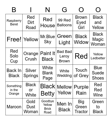 Colors In The Title Bingo Card