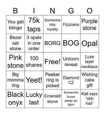Birthday Bash Bingo Card