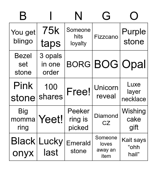 Birthday Bash Bingo Card