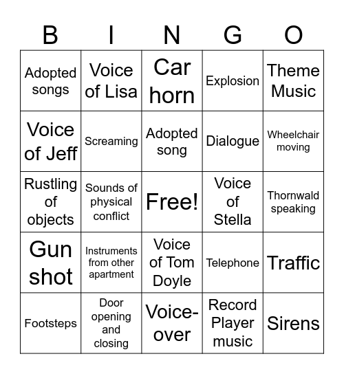Sound in Film Bingo Card