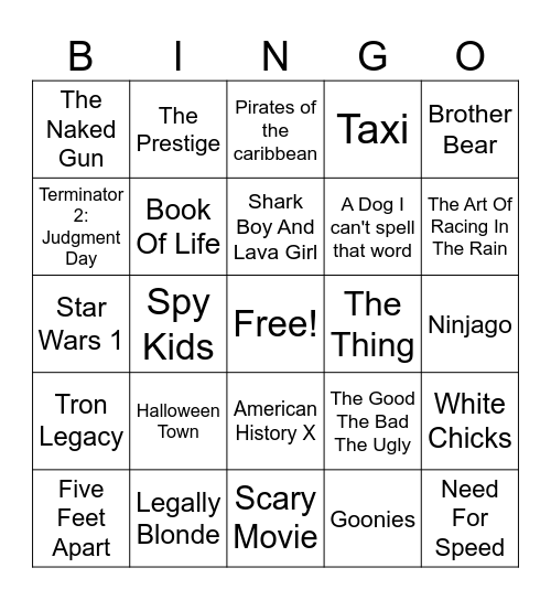 MOVIE NIGHT Bingo Card