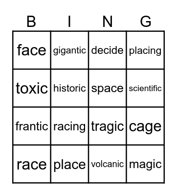 Unit 7 Letterland Bingo Card