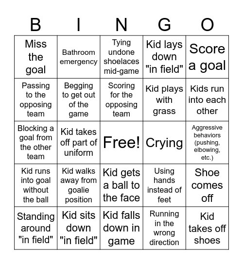 Unified Soccer Bingo Card
