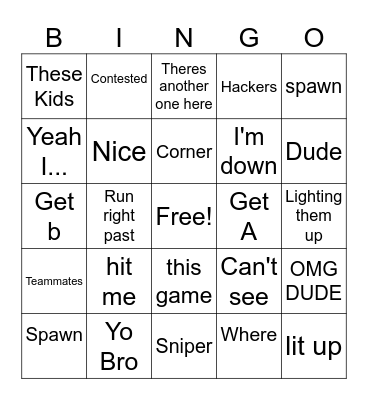 Cod Bingo Card