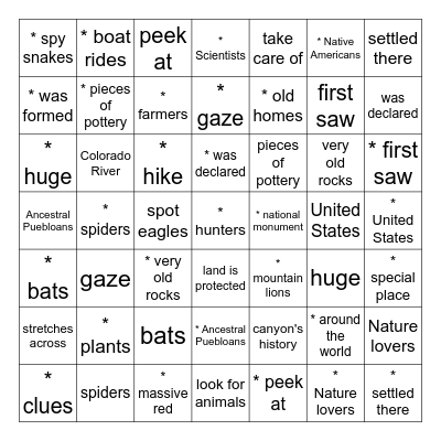 A Natural Beauty Bingo Card