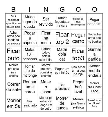 Fortnite Bingo Card