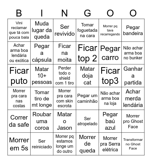Fortnite Bingo Card