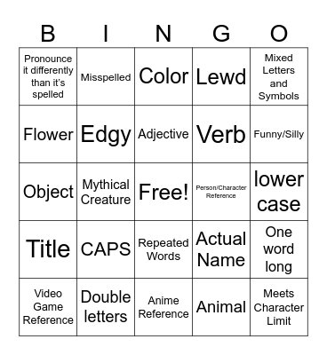 Untitled Bingo Card