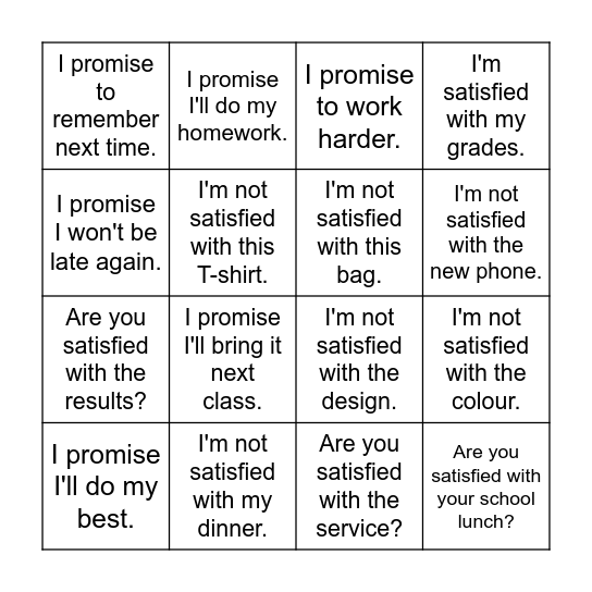 Lesson 6: Find Your Passion Bingo Card