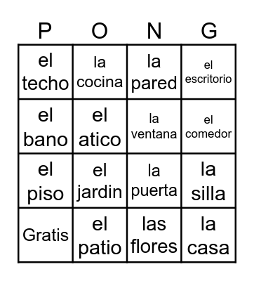 PONGA- La casa Bingo Card