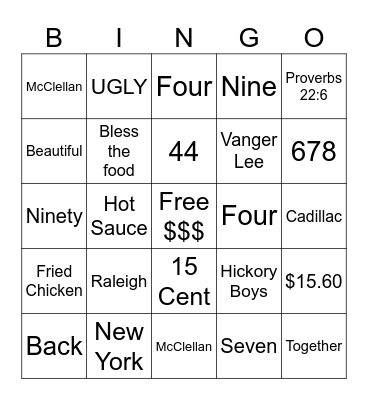 FAMILY BINGO Card