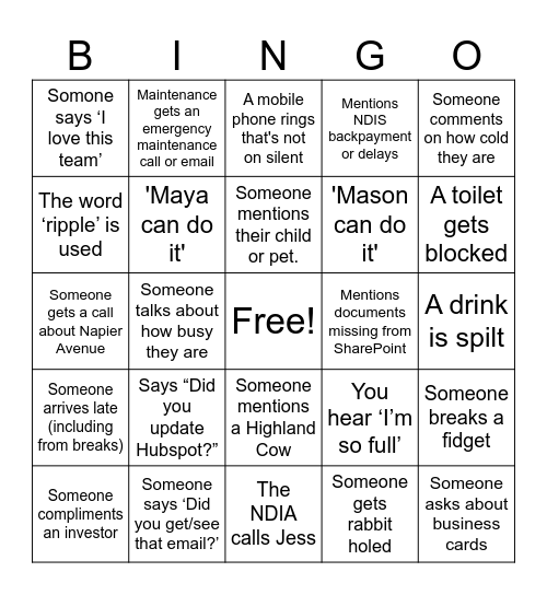 Everhomes Workshop Day Bingo Card