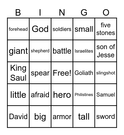 David & Goliath Bingo Card