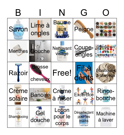 Hygène personnelle Bingo Card